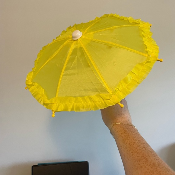 Bright Yellow Mini Umbrella Set of 4 - Picture 2 of 3